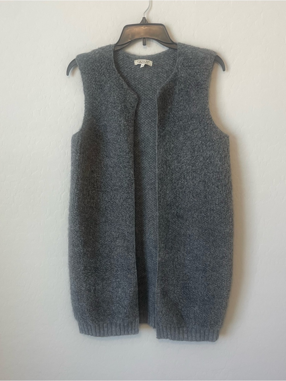 Cocogio Italy Gray Mohair Wool Blend Long Cardigan Sweater Vest Small